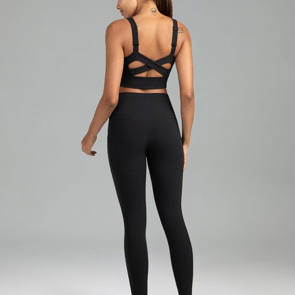 Women's High Waisted Yoga Pants 7/8 Length Leggings with Pockets - Picture 7 of 8